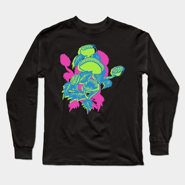 Venus Flytrap (Neon) Long Sleeve T-Shirt by JosetteKent